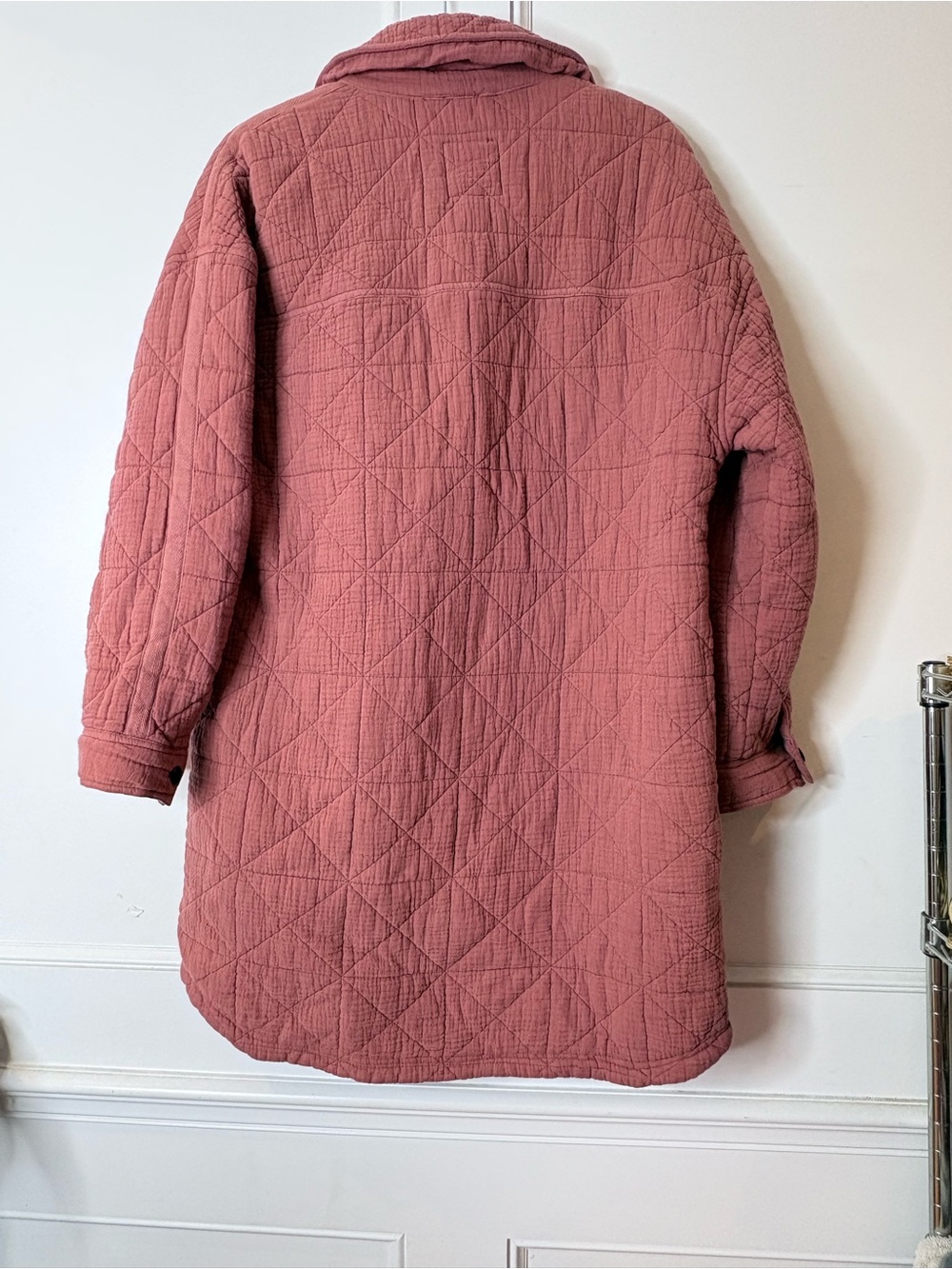 Avec Les Filles Quilted Long quilted farm girl jacket in Dusty Rose - Picture 7 of 16